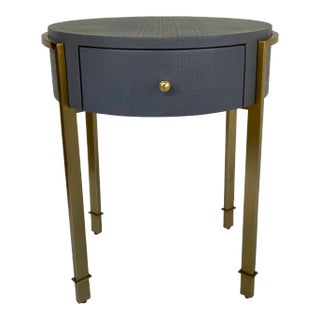 Villa & House Modern Gray Lacquered Linen Bodrum Side Table For Sale