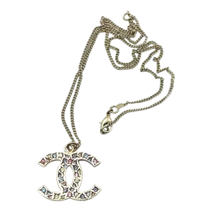 Chanel Light Gold CC Pastel Crystal Medium Pendant Necklace