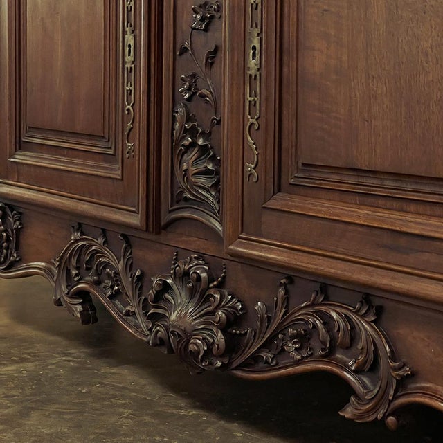 Grand Antique French Walnut Louis XIV Marble Top Buffet ~ Sideboard For Sale - Image 13 of 18