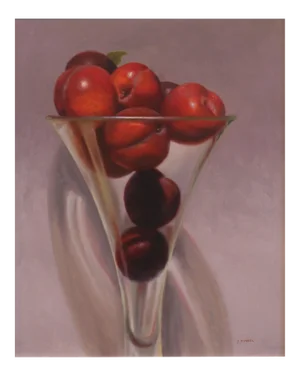 Original Framed Hyperreaslim Artwork "Plums" Still Life Oil Painting by Stuart Dunkel