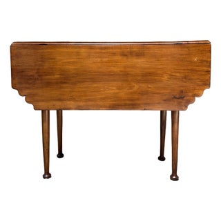 18th C Queen Anne Cherry Drop Leaf Table New England Pad Foot Antique Diminutive For Sale