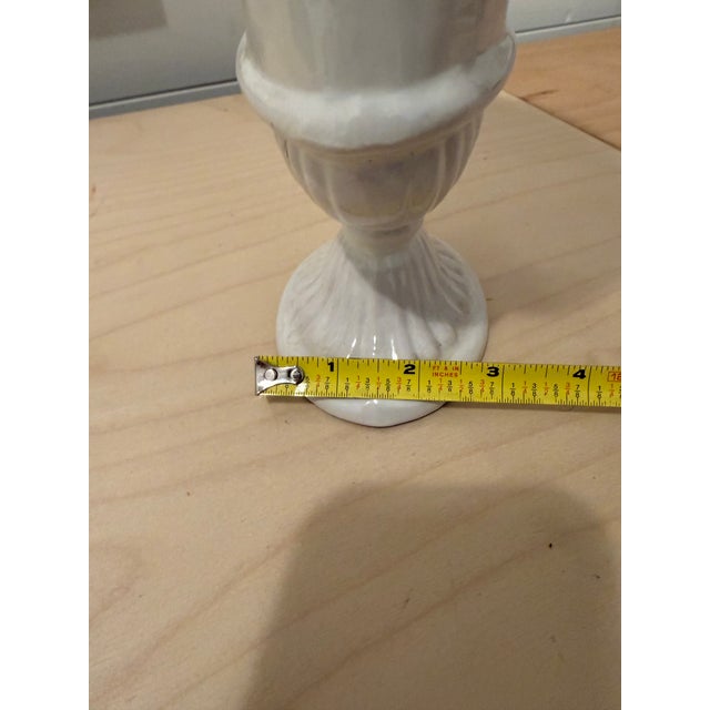 Deruta Vintage Deruta Italy White & Green Urn Shaped Vase For Sale - Image 4 of 8