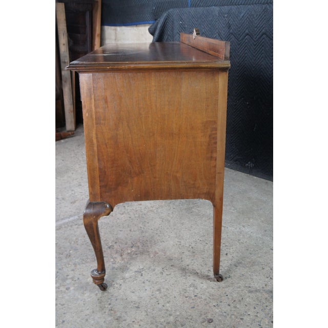 Wood Antique French Country Queen Anne Style Mahogany Burl Buffet Sideboard Server For Sale - Image 7 of 18