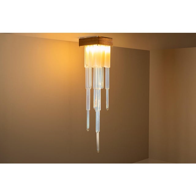 Model LS 146 Ceiling Fixture with Blown Opaline Elements by Carlo Nason for AV Mazzega, Italy, 1970s For Sale - Image 4 of 14