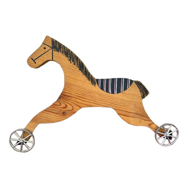 Mid-Century Vintage Wooden Horse Wall Decor For Sale