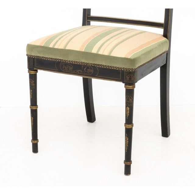 Regency Style Gilt and Ebonized Side Chairs, Pair For Sale - Image 9 of 10