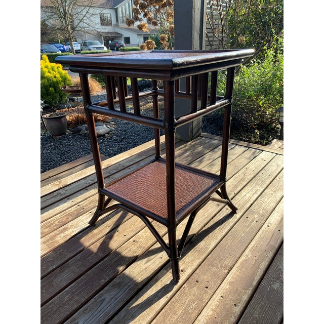 Boho Chic Pottery Barn Bamboo Rattan Side Table Night Stand Chairish