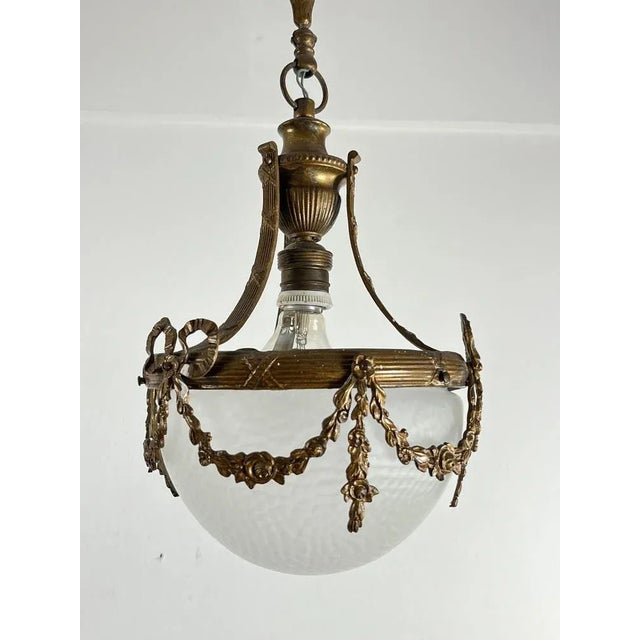 Mid-Century Bronze and Glass Empire Style Hanging Light, 1950s For Sale - Image 10 of 13