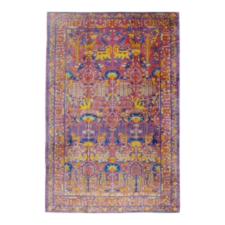 Galerie Shabab Collection Midcentury Handmade Indian Whimsical Pictorial Large Room Size Rug For Sale