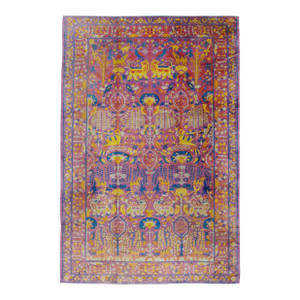 Galerie Shabab Collection Midcentury Handmade Indian Whimsical Pictorial Large Room Size Rug