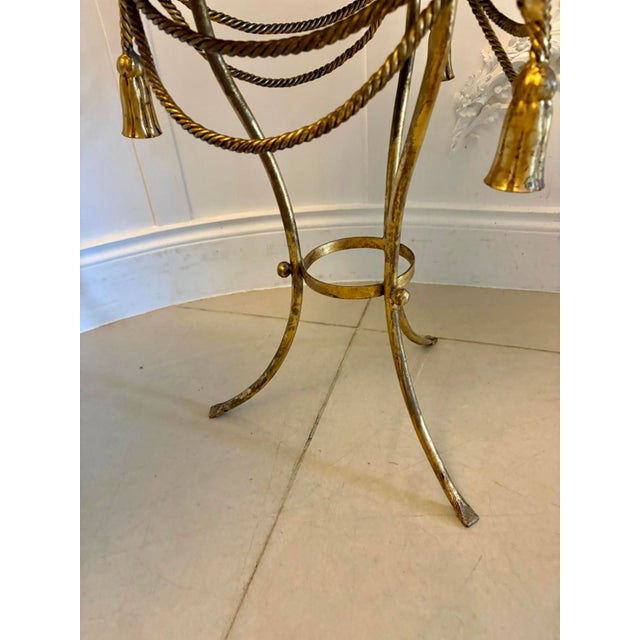 Antique Italian Gilt Metal and Verde Marble Tassel Side Tables, 1920, Set of 2 For Sale - Image 6 of 14