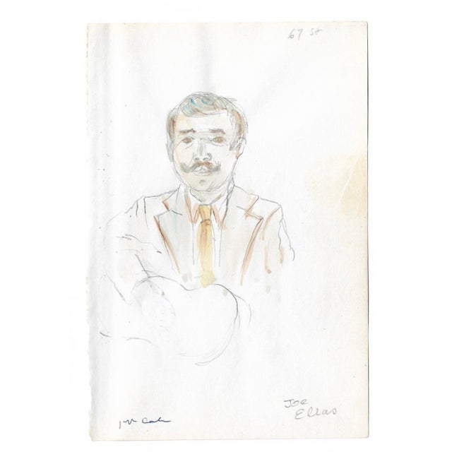 Drawing of Joe Elias by New York artist Myriam Cahn (1933-2018). Salmagundi Club named an award after her in 2019. Signed...