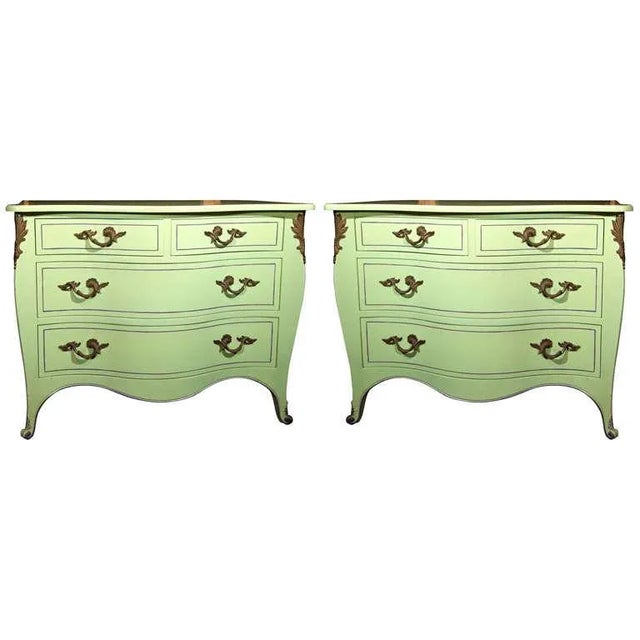 1960s Vintage Chartreuse Commodes- a Pair For Sale - Image 11 of 11