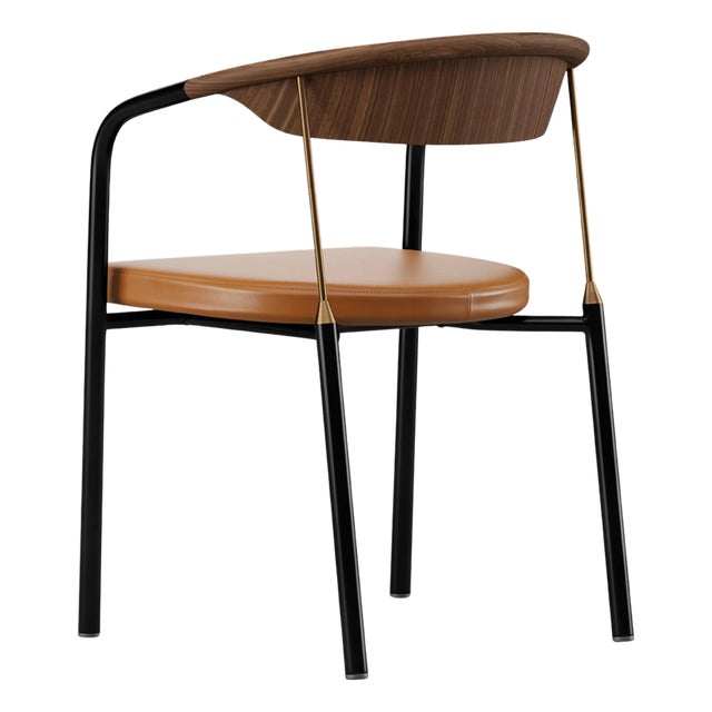 Chairman Chair in Walnut with Upholstery in Cognac by Henrik Tengler for One Collection For Sale