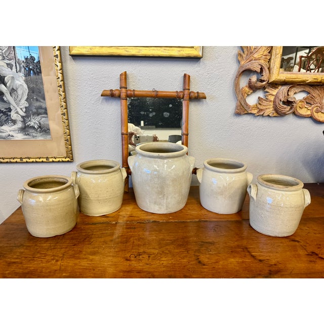 Antique French stoneware confit pot from the Provence or Normandy regions dating from the 19th or early 20th century....