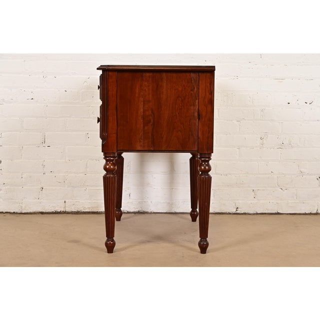 Ethan Allen French Regency Louis XVI Carved Cherry Wood Bedside Chest For Sale - Image 14 of 17