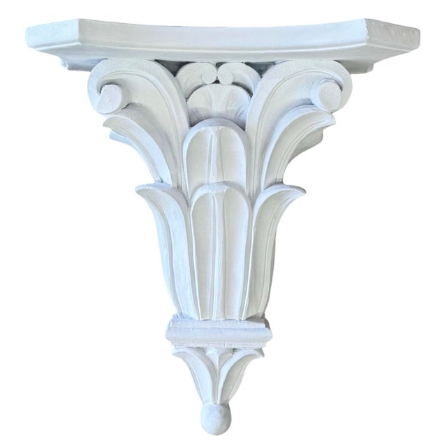 Transitional Late 20th Century Plaster Acanthus-Form Wall Brackets - A Pair For Sale - Image 3 of 8