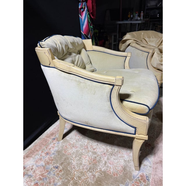 Cream 1960s Oxford Ltd. Regency Style Barrel Lounge Chairs For Sale - Image 8 of 12