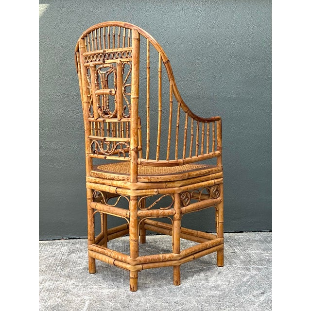 Vintage Brighton Pavilion High Back Rattan Chair For Sale - Image 11 of 12