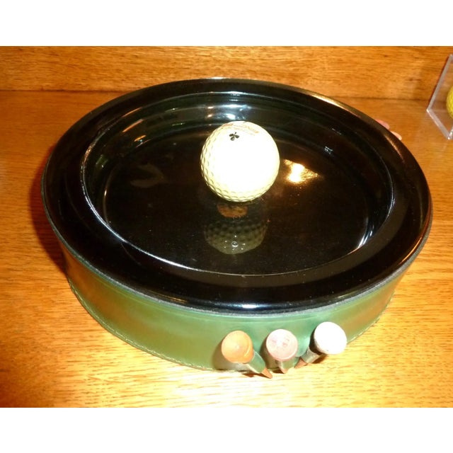 Extremely rare golf ashtray. This is a high-quality glass and leather golf ashtray with original Penfold Ace 1 golf ball...