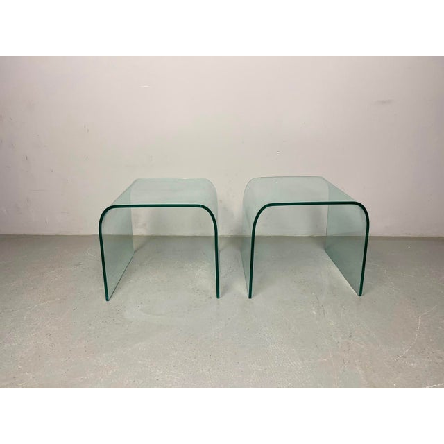 Waterfall Side Tables in Bent Glass by Angelo Cortesi for Fiam Italia, Italy, 1980s, Set of 2 For Sale - Image 9 of 16