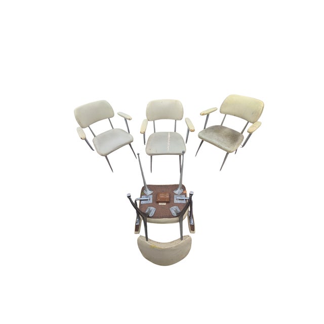 Mid 20th Century Shelby Williams Aluminum Legs Gazelle Chairs Armrests MidCentury Set of Four For Sale - Image 5 of 6