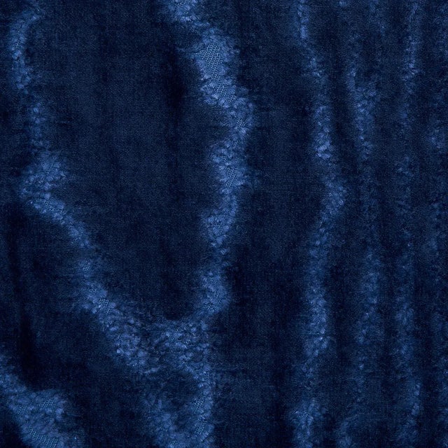 Contemporary Schumacher Marisa Moire Velvet Fabric in Lapis For Sale - Image 3 of 4