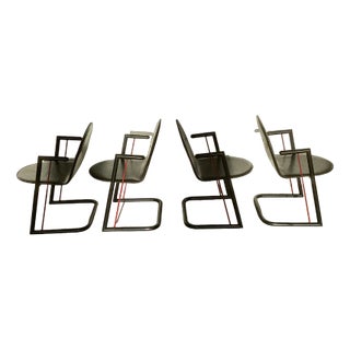 Leather Dining Chairs, 1980s, Set of 4 For Sale