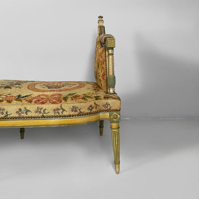 Italian Bench in Wood and Fabric, 1800s For Sale - Image 9 of 18