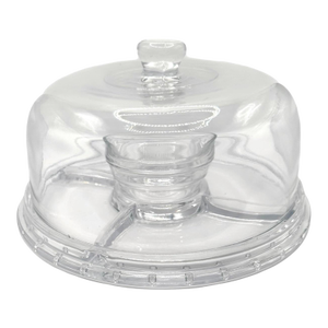 Vintage Clear Glass Pedestal Serving Dish With Dome Cover