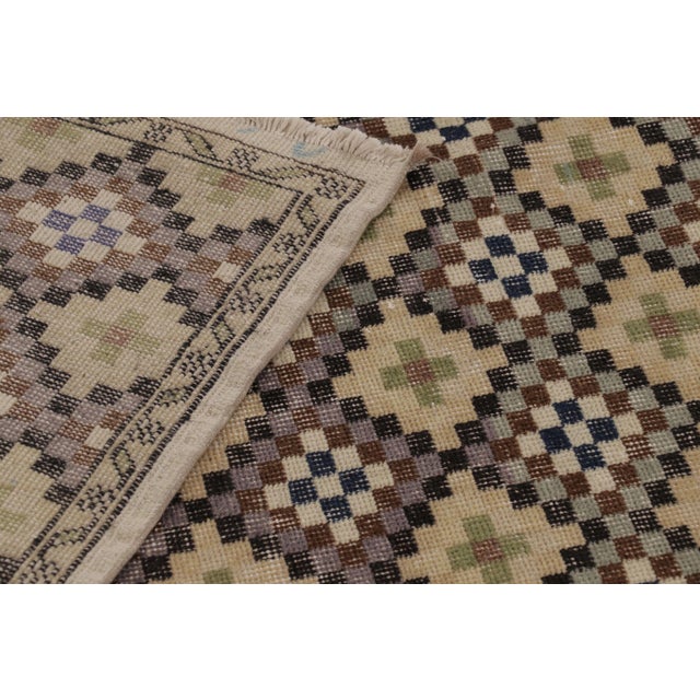 Vintage Distressed Rug With Diamond Mosaic and Geometric Borders - Rug & Kilim For Sale - Image 10 of 10
