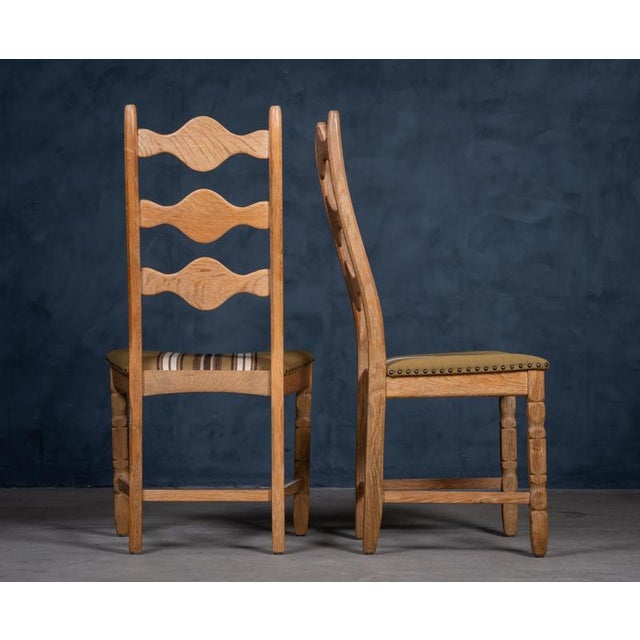 Brutalist Oak Dining Chairs by Henning Kjærnulf, 1960s, Set of 6 For Sale - Image 6 of 10
