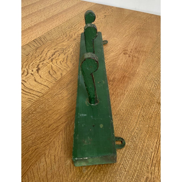 Antique Rustic Wooden Peg Hook in Green For Sale - Image 11 of 15