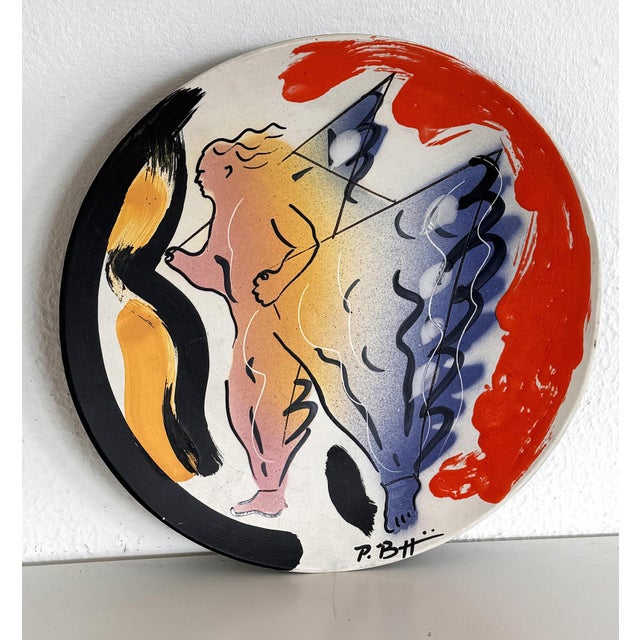 Ceramic Italian Ceramic Wall Plate Decoration by Paolo Buggiani for Bitossi, 1989 For Sale - Image 7 of 10