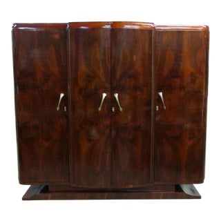 Antique French Art Deco Wardrobe Closet Press Armoire For Sale