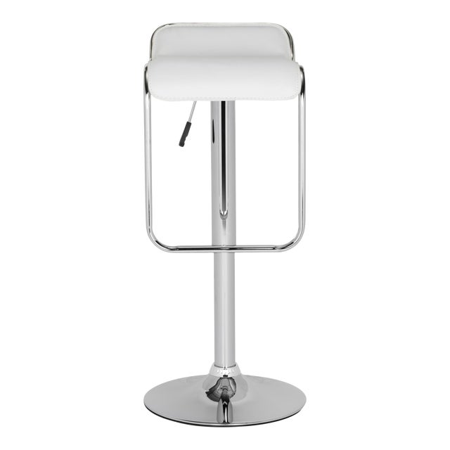 Contemporary Swivel Barstool in White and Chrome For Sale