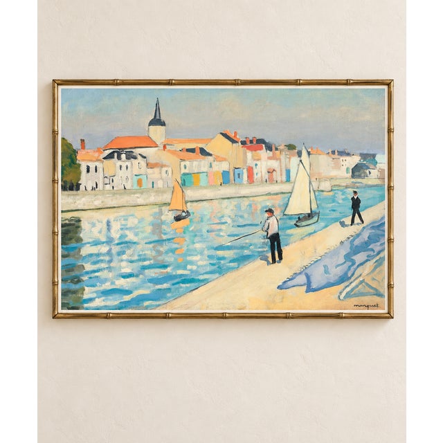 This vintage coastal art print by Albert Marquet depicts fishermen along the waterfront at La Chaume, France. Painted in...