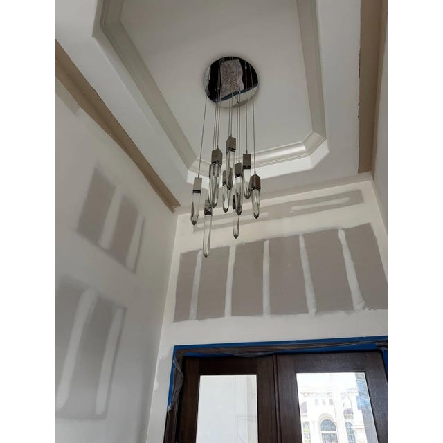 Contemporary Modern Et2 Quartz E31247-20pc — Set of 10 Clear Beveled Crystal Led Pendants For Sale - Image 3 of 4