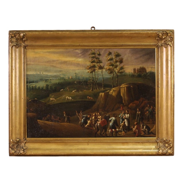 Landscape with Wayfarers, 1750, Oil on Canvas, Framed For Sale