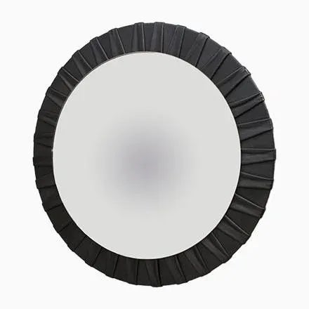 Round German Leather Wall Mirrors from Vereinigte Werkstätten München, 1950s, Set of 2 For Sale - Image 9 of 9