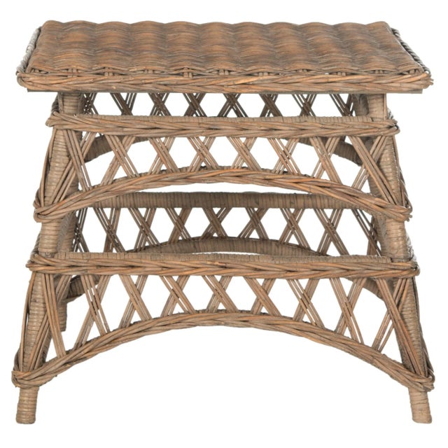 Wood Wicker Accent Table in Natural For Sale - Image 7 of 7