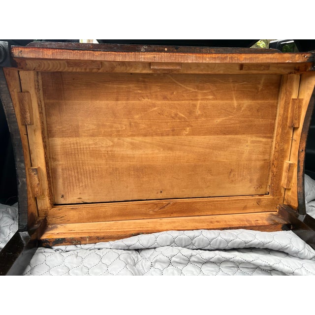 Antique Early 20th Century Mahogany Wood Vanity With Tri Folding Arched Mirrors For Sale - Image 9 of 12