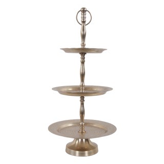 Hammered Em Dash 3 Tiered Service Tray For Sale