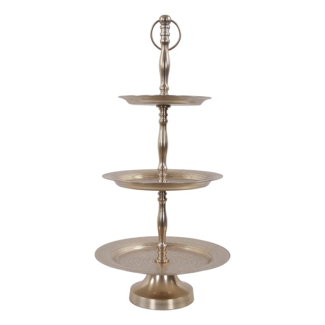 Hammered Em Dash 3 Tiered Service Tray For Sale