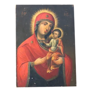 Antique 19th Century Hand Painted Russian Icon Art