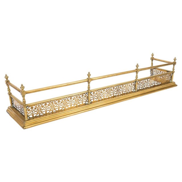 Antique Victorian Brass Fireplace Fender, 1800s For Sale - Image 11 of 11