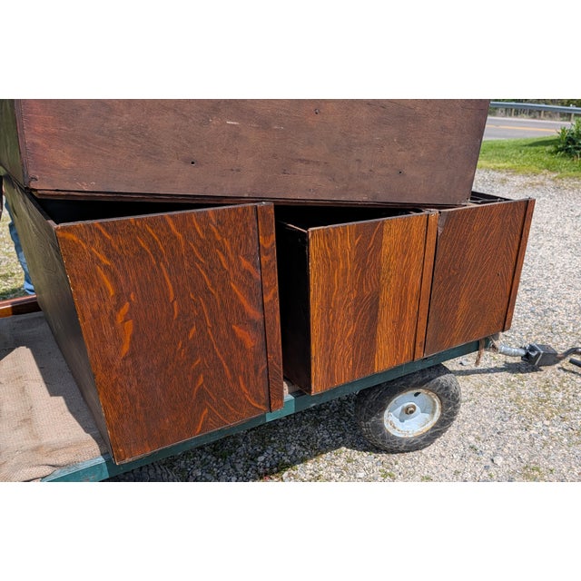 Antique Quartersawn Oak 5 Sections Stacking Barrister Bookcase With Desk 1900s For Sale - Image 16 of 18