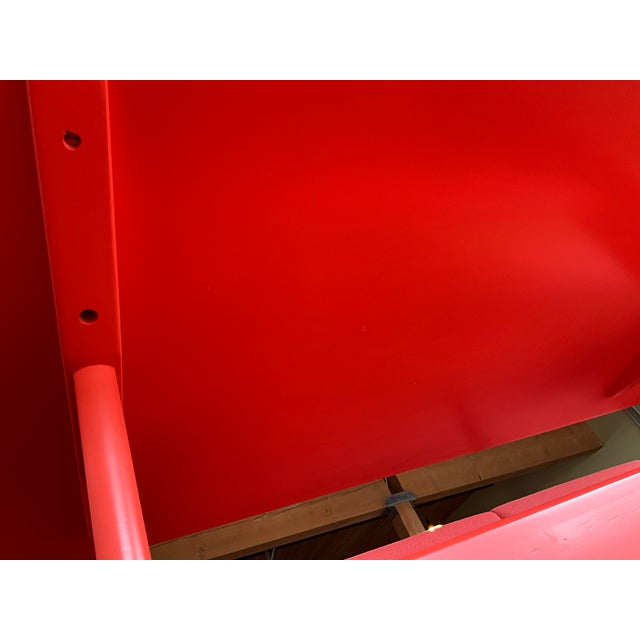 Salmon Coral Laquered Mid-Century Danish Modern Minimalist Trestle Dining Table C1960s For Sale - Image 8 of 14