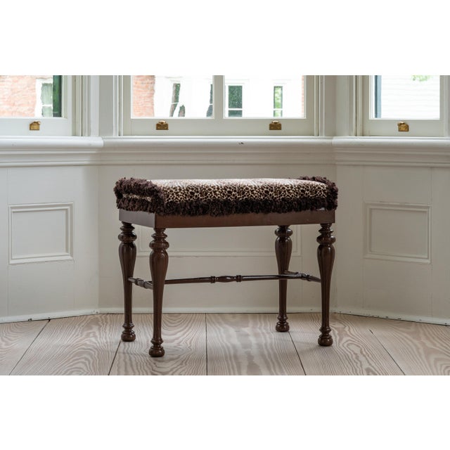 1930s 1930s Vintage Leopard Bottle Brush Fringed Turned Leg Bench For Sale - Image 5 of 8