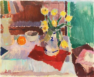 'Still Life of Tulips' by Poul Nielsen, 1954, Post-Impressionist, Royal Academy of Art, Copenhagen